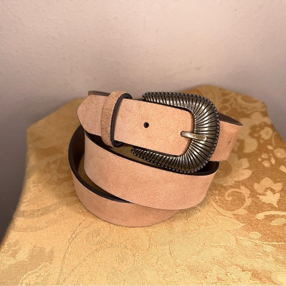2XL Women’s Tan Brown Lether Belt Neutral Bronze Look Buckle Boho Western - Picture 3 of 7